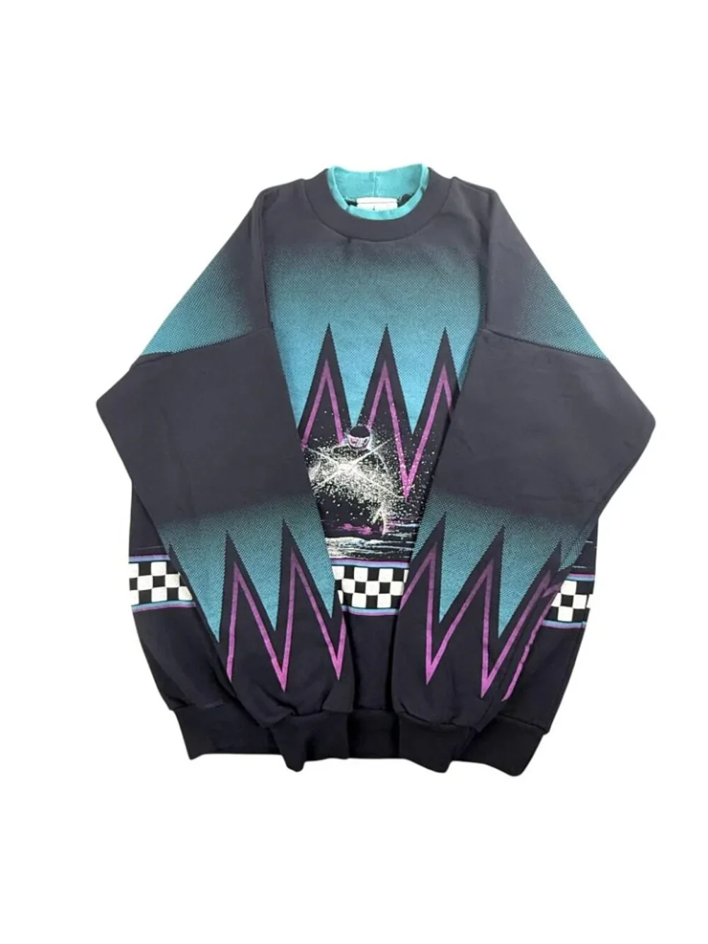 Vintage Artisans Sweatshirt Mens XL Black Water Ski Graphic Fleece USA 90s AOP - Picture 8 of 16